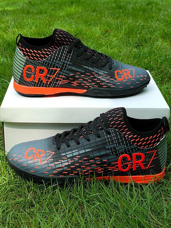 Unisex's Letter Print Low Top Spike Football Shoes, Soccer Shoes, Breathable Comfortable Football Cleats, Football Training Shoes, Football Boots for All Seasons
