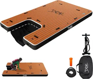 Inflatable Dock Platform: Safe & Easy Water Access; Floating Non-Slip EVA Foam with Water Ramp for Pool, Dock, & Lake | Military Grade & High Visibility