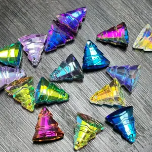 13×14 mm Rainbow Christmas Tree Crystal Bead Strands, 8 Styles, 3D Cut Design with Aurora Scattered Beads, DIY Jewelry Charms & Pendants for Bracelet/Necklace Making