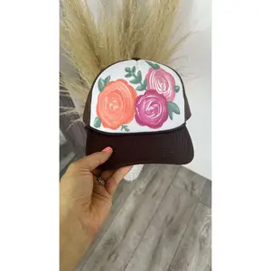Hand Painted Trucker Hat on Brown