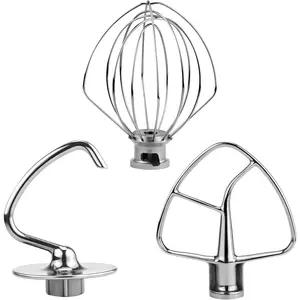 3 count Stand Mixers Repair Set Stainless Steel for Kitchen Tilt- Stand Mixers K45DH Dough Hook K45B Coated Flat  Paddle K45WW Wire Whip Compatible with Kitchen-aid Accessories by