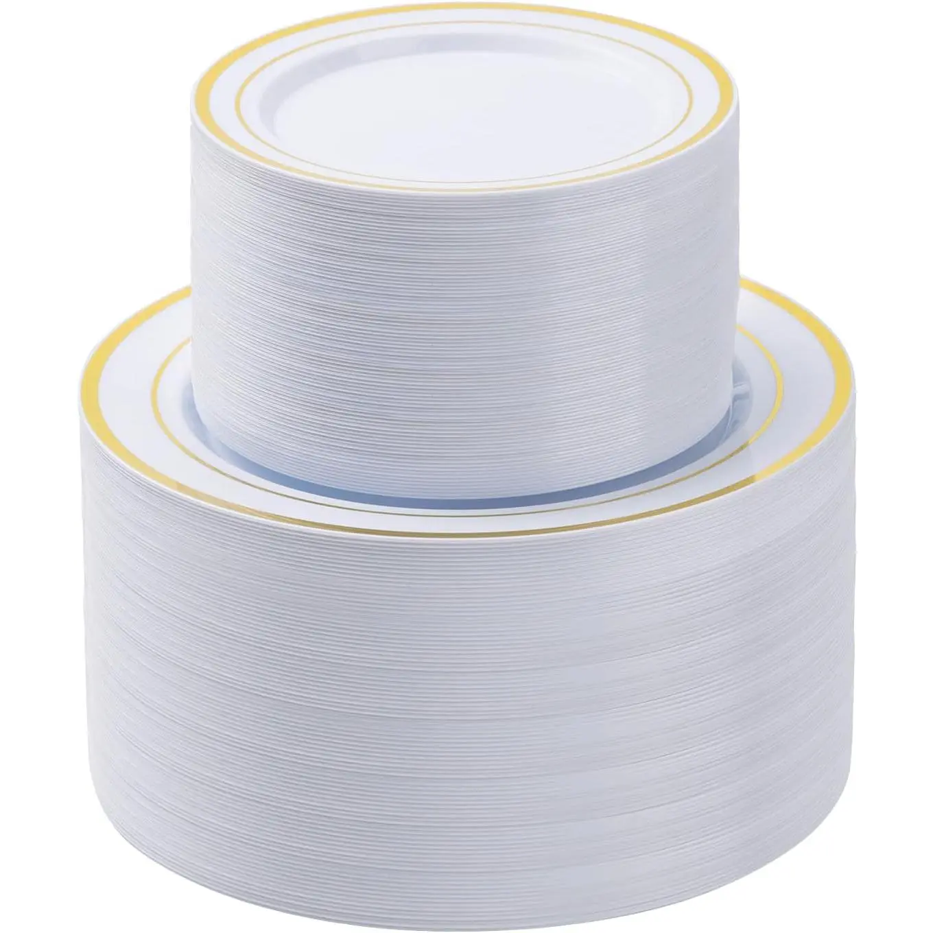 200 count  Plastic Plates Set, 100 10.25 inch Dinner Plate and 100 7.5 inch Dessert Plates,  Disposable Plates for Party, Wedding