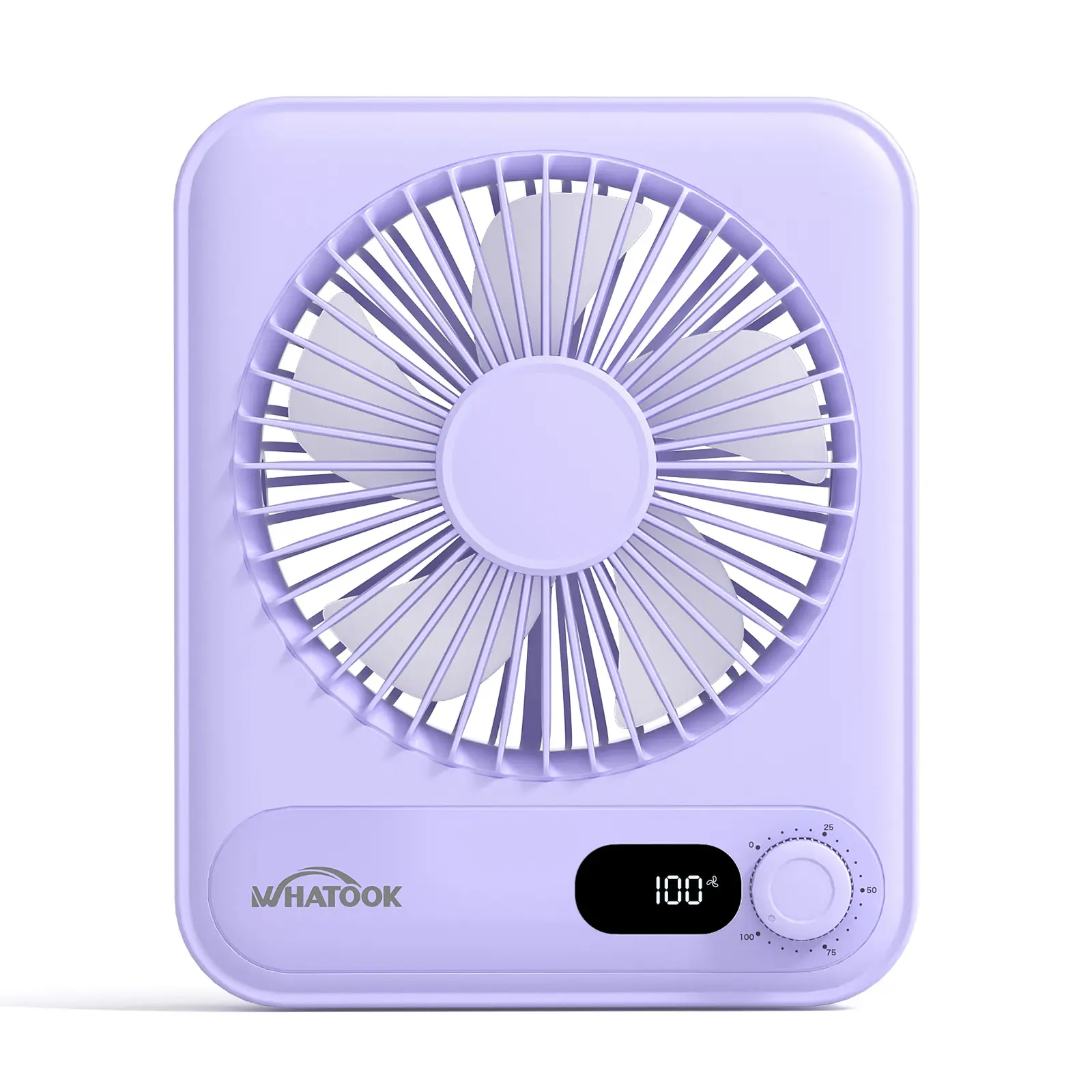 WHATOOK Rechargeable Desk Fan - 2000mAh Battery, 10H Runtime, Quiet, Lightweight Cordless Mini Portable, 100 Wind Speeds, LED Display, Travel Essentials (Battery Powered Portable Fans), Rechargeable Fan