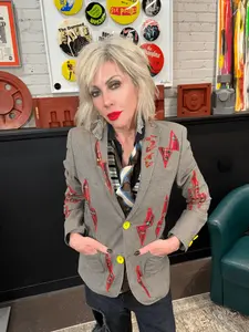 Houndstooth Red Tartan with Lightning Bolts