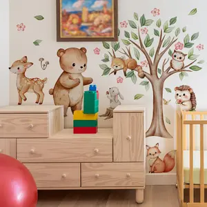 Cartoon Animal Pattern Wall Sticker, 4 Counts/set Self Adhesive Wall Decal, Wall Art Decorative Sticker for Home Living Room Bedroom Art Stickers