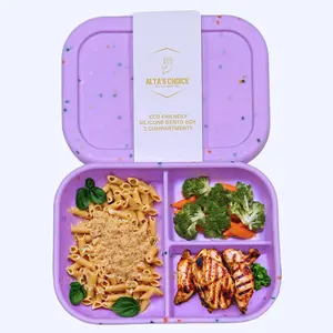 Silicone Bento Lunch Box For all Ages. Perfect for Portion Control.