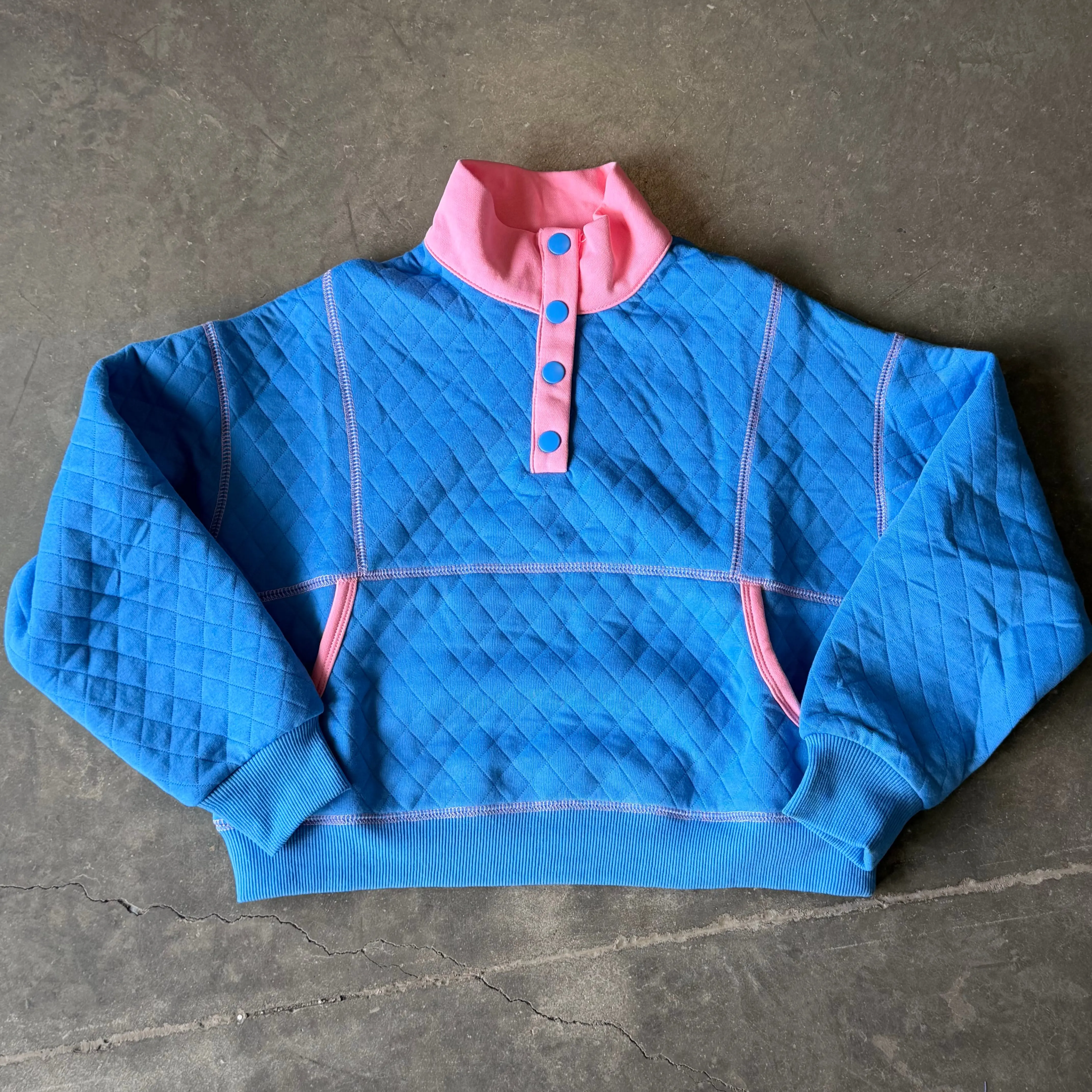 Quilted Contrast Pullover