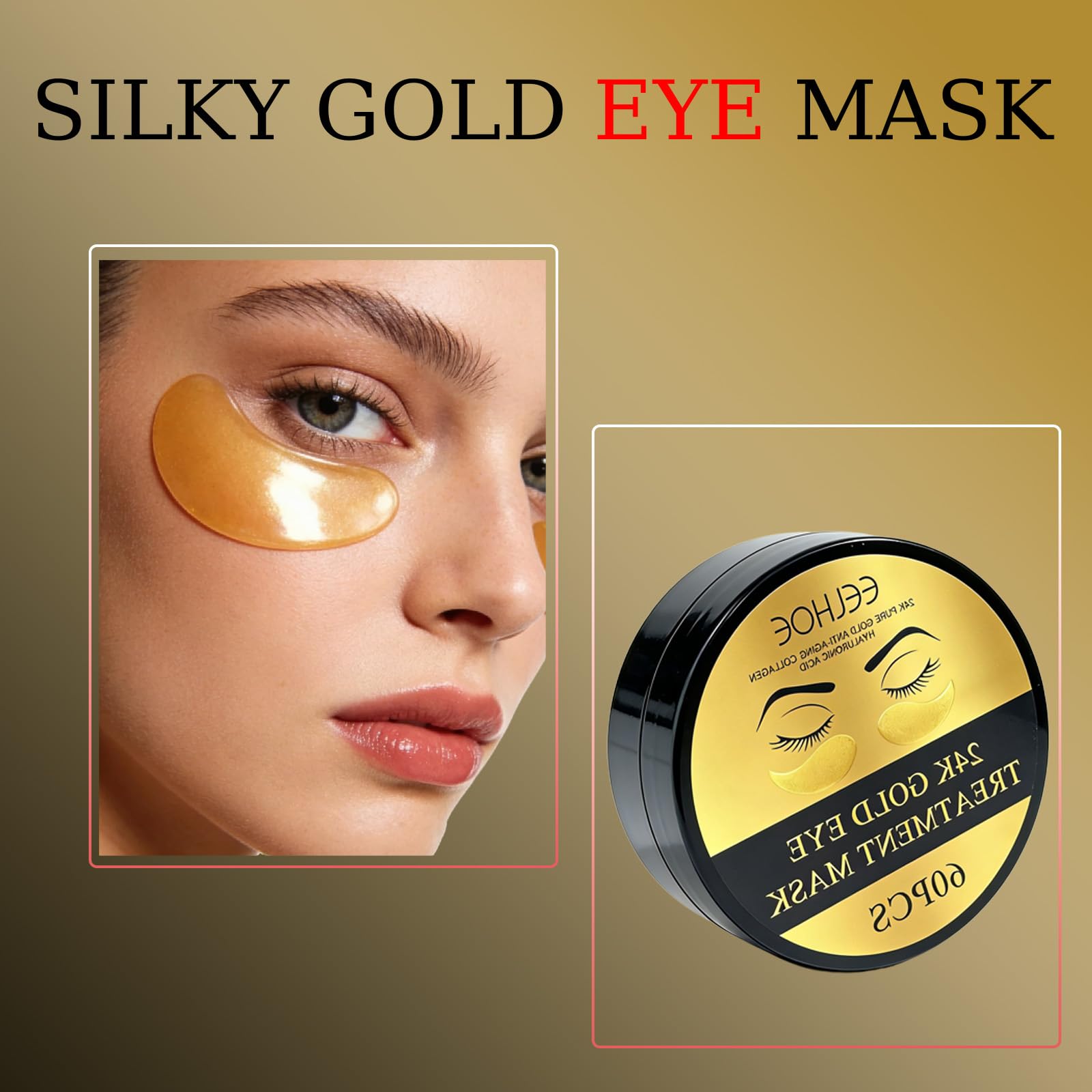 24k Gold Moisturizing Eye Mask, 60pcs/set Tightening and Lifting Eye Patches, Hydrating Brightening & Firming Eye Sticker, Beauty & Personal Eye Care Product, Skincare Products Skincare Set