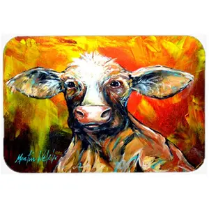 212 MAIN Large Tempered Glass Rectangle Chopping Board - Heat-Resistant Kitchen Cutting Board with Colorful "Another Happy Cow" Artwork, Rectangle Chopping Boards