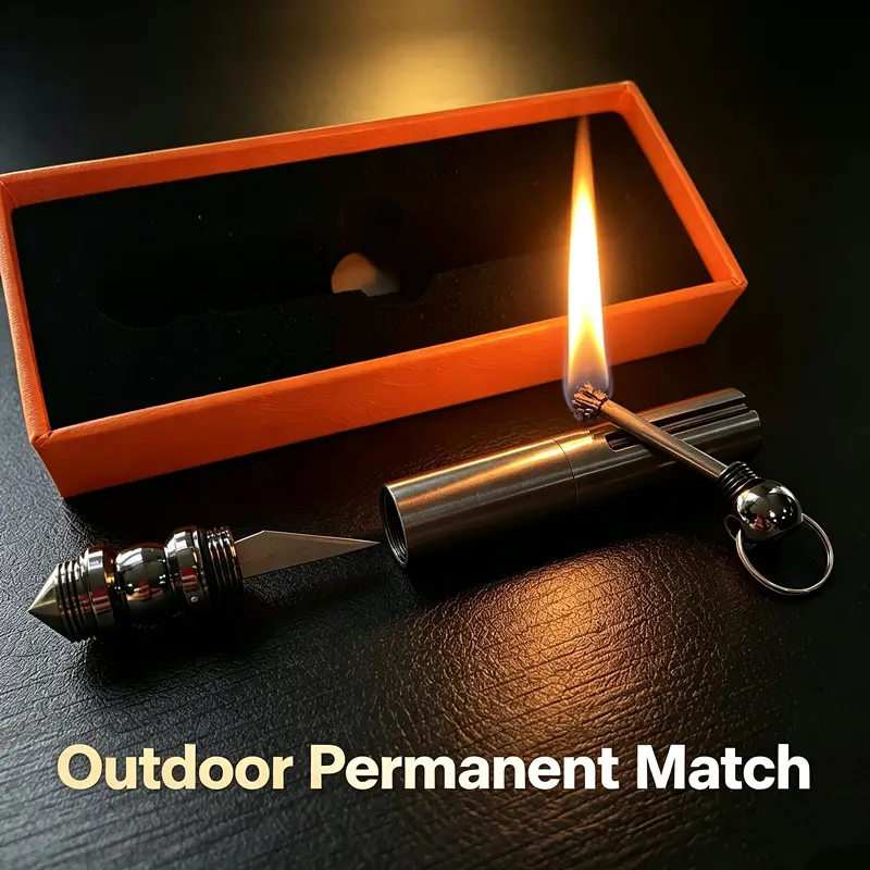 10,000-Strike Reusable Match Fire Starter Kit - Waterproof, Wind-Resistant, Compact Outdoor Ignition Tool, Pocket-Sized Durable Camping Survival Hand Tool, No Kerosene Included, Unique Gadget Gift for Men (Father’s Day Present)