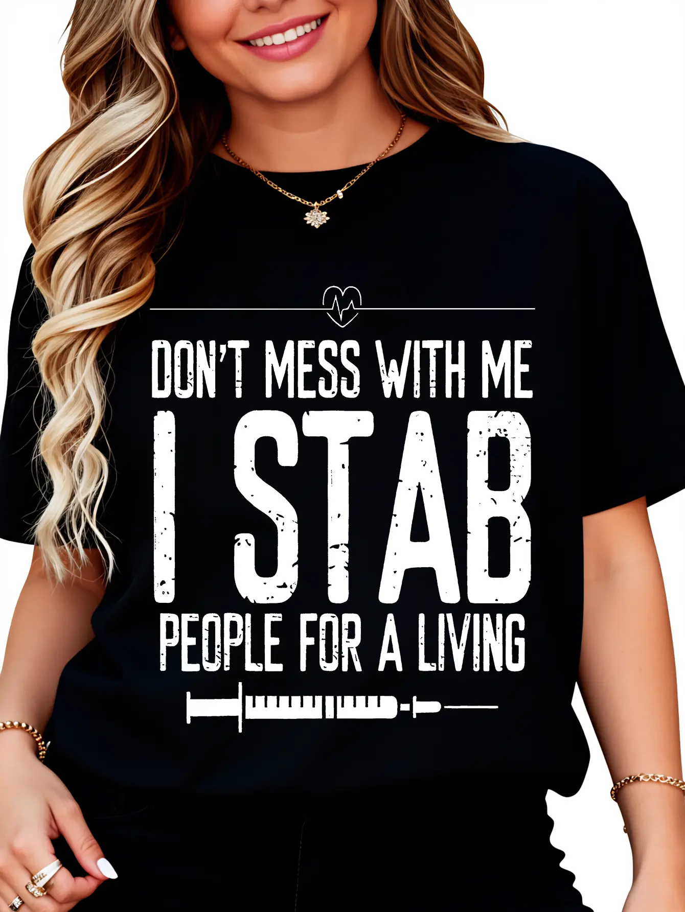 100% cotton Phlebotomy Syringe Stab people for a Living Phlebotomist T-Shirt women graphic shirts