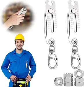 Bolt Size Finder Keychain, Nut & Bolt Thread Gauge, SAE 5/16"-1" & Metric 8mm-25mm Measuring Tool, Dual-Sided Markings, Portable Screw Checker for Quick Size Identification