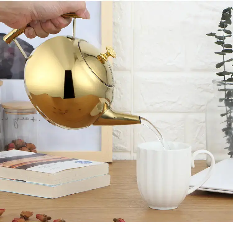 Gold Stainless Steel Side Teapot Gold Stainless Steel Side Teapot