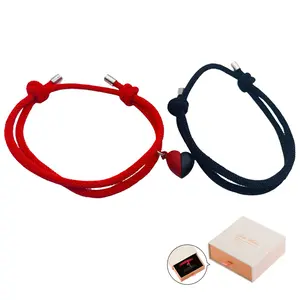 Red and black heart-shaped magnetic couple bracelet, birthday gift, Valentine's Day gift, couple accessories