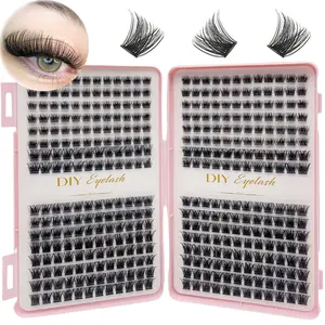 Mixed Length Single False Eyelashes Set, 384 Pieces, Natural Look Lash Extensions, Self-Adhesive Curl, Enhance Eye Makeup, DIY Dramatic Lashes