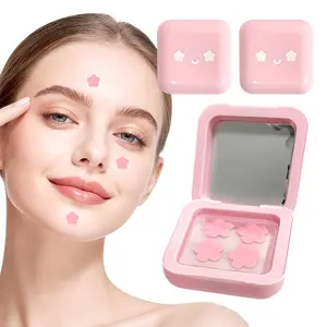 32 Patches Per Box Facial Concealer Stickers with Mirror, Fun Flower Pattern, Smiley Face Design, Invisible Cover, Portable Makeup Decor