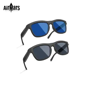 Airmars GV90 smart translation glasses feature Bluetooth earphones, sliding dimmable photochromic lenses, UV protection, one-button multi-function control, and are lightweight and easy to wear.