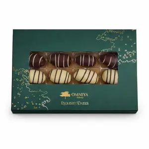 OMNIYA Delicacy – Chocolate Exquisite Dates Box (1 Count, 16-Piece Medjool Dates) – Stuffed & Coated with Milk Chocolate, Pistachio, Caramel & Lotus – Premium Middle Eastern Gift