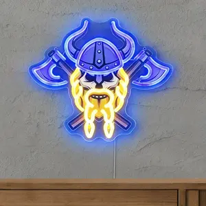 Viking Warrior Acrylic Neon Light, Wall-Mounted Adjustable USB Lighting, Perfect for Gaming Room, Bar, Halloween, Christmas, Outdoor Restaurant, Led Neon Lights
