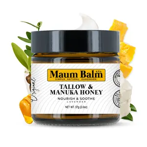 Maum Balm Tallow & Manuka Honey Balm - Lavender Infused Moisturizer for All Skin Types - 2oz - Calming & Nourishing Body Care - Handcrafted with Argan Oil & Vitamin E