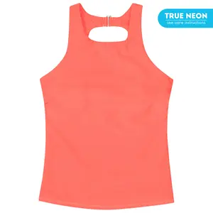 Women’s High Neck Fitted Tankini Top | “Neon Orange"