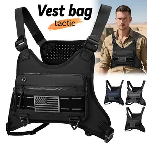 Outdoor sports tactical vest/chest bag, convenient and breathable vest/chest bag for cycling, adjustable shoulder straps, suitable for cycling, running, travel, outdoor camping, fishing.