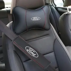 Leather Car Automotive Headrest Neck Pillow Seat Belt Shoulder Pad for Ford ST-line Focus 2 3 Mondeo Ecosport Kuga Mk4 Fiesta Mk3 Accessories