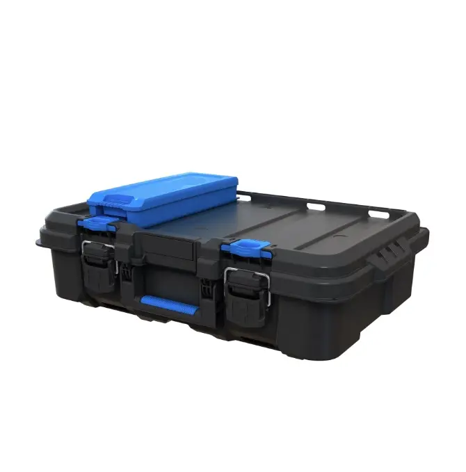 Modular Stack System Tool Box with Small Blue Organizer, Dividers, Compatible with HART's Modular Storage System