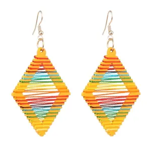 Simple Wooden Winding Rainbow Line Earrings
