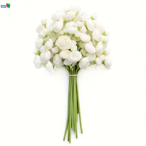 12 Stems Artificial Mini Lotus Tea Rose Flowers, Silk Faux Floral Arrangement for Home Decor, Bridal Wedding Bouquet & Table Centerpiece Decor