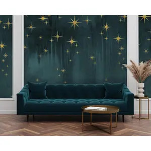 "Deep Teal Starburst" oversized Wall Mural