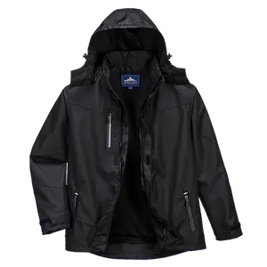 Portwest Outcoach Men's Sporty Jacket, Waterproof Oxford Polyester Shell with Breathable Mesh Lining and Retractable Hood