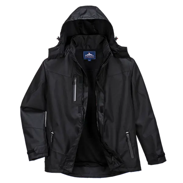 Portwest Outcoach Men's Sporty Jacket, Waterproof Oxford Polyester Shell with Breathable Mesh Lining and Retractable Hood