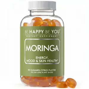 Be Happy Be You Moringa Gummies for Energy, Mood & Skin Health Support – 90 Count Vegan Citrus Flavor