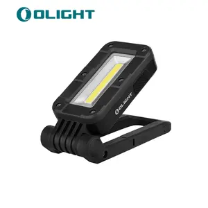 OLIGHT Swivel 400 Lumens LED Compact Rechargeable Magnetic COB Work Light, Adjustable Stand with Magnetic Base and Hanging Hook, 90 Hours Lasting Power, Job Site Lighting for Camping (Black)