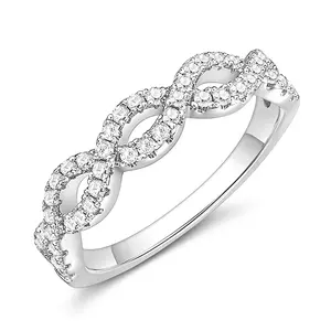 Wedding Bands For Women Infinity Stacking Ring Half Cubic Zirconia Eternity Engagement Size 4-10