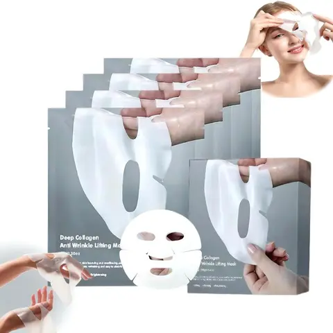 Luxury Collagen Cosmetic Face Masks Multi Pack - 1 Box (4 Pieces), Deep Hydration, Anti-Aging, Firm & Smooth, Fine Line Reduction, Skin Repair, Plump, Night Routine Special Occasion Gift for All Skin Types