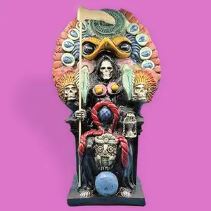 12 in Religious Santa Muerte Penocha Aztec Black Charged Curada Statue, Home Decor, Room Decor Figurine