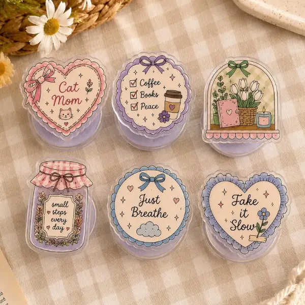 Cute Kawaii Bookish Kindle Accessory Phone Grip, Vintage Watercolor Griptok, Aesthetic Phone Stand Holder, Accessory Gift for Book lovers