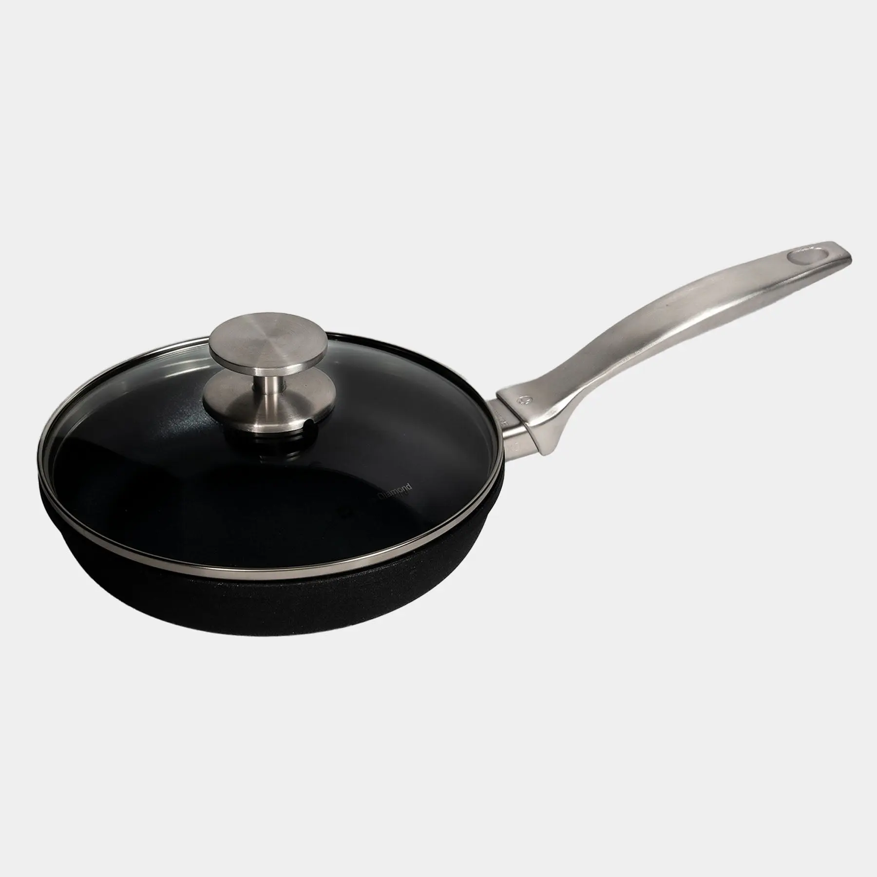 CXD Dual Ceramic Layer, Diamond Reinforced Nonstick Fry Pan with Glass Lid | Made in Switzerland