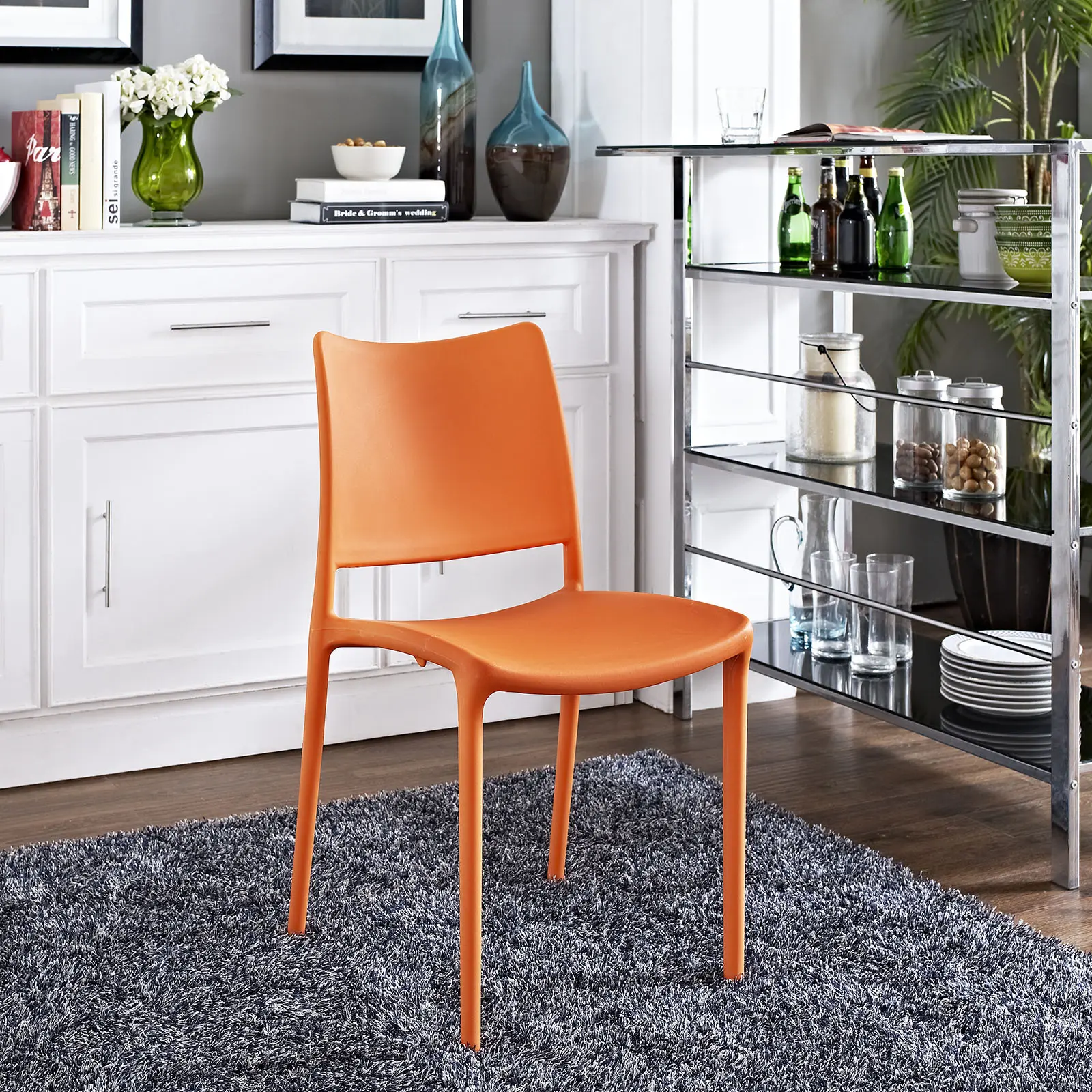 Modway Hipster Modern Accent Dining Side Chair, Indoor Furniture Dining Chair (Orange), Dining Chairs, Modern Accent Chair