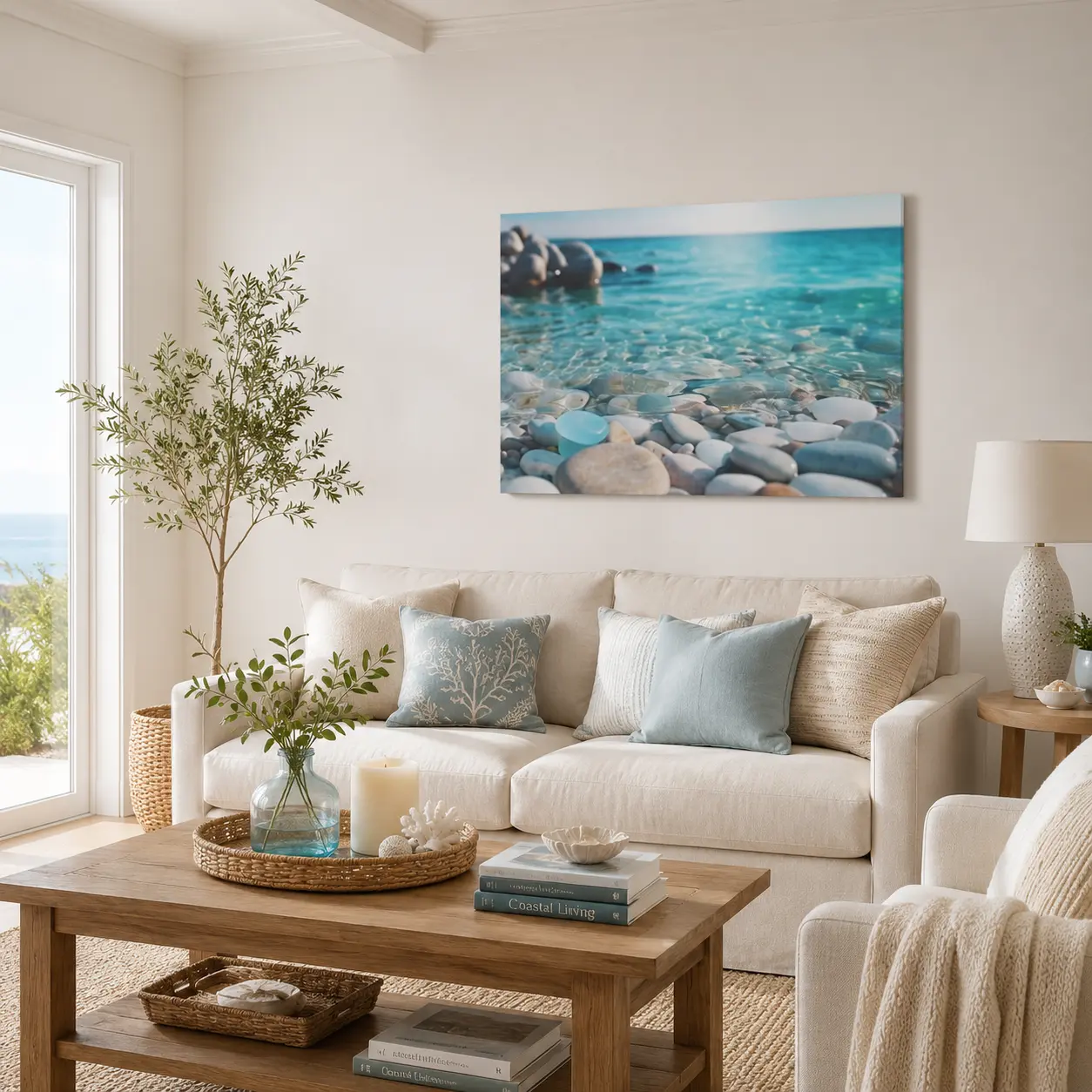 Decorative Canvas 3:4--calm pebble coast(Customizable design available)