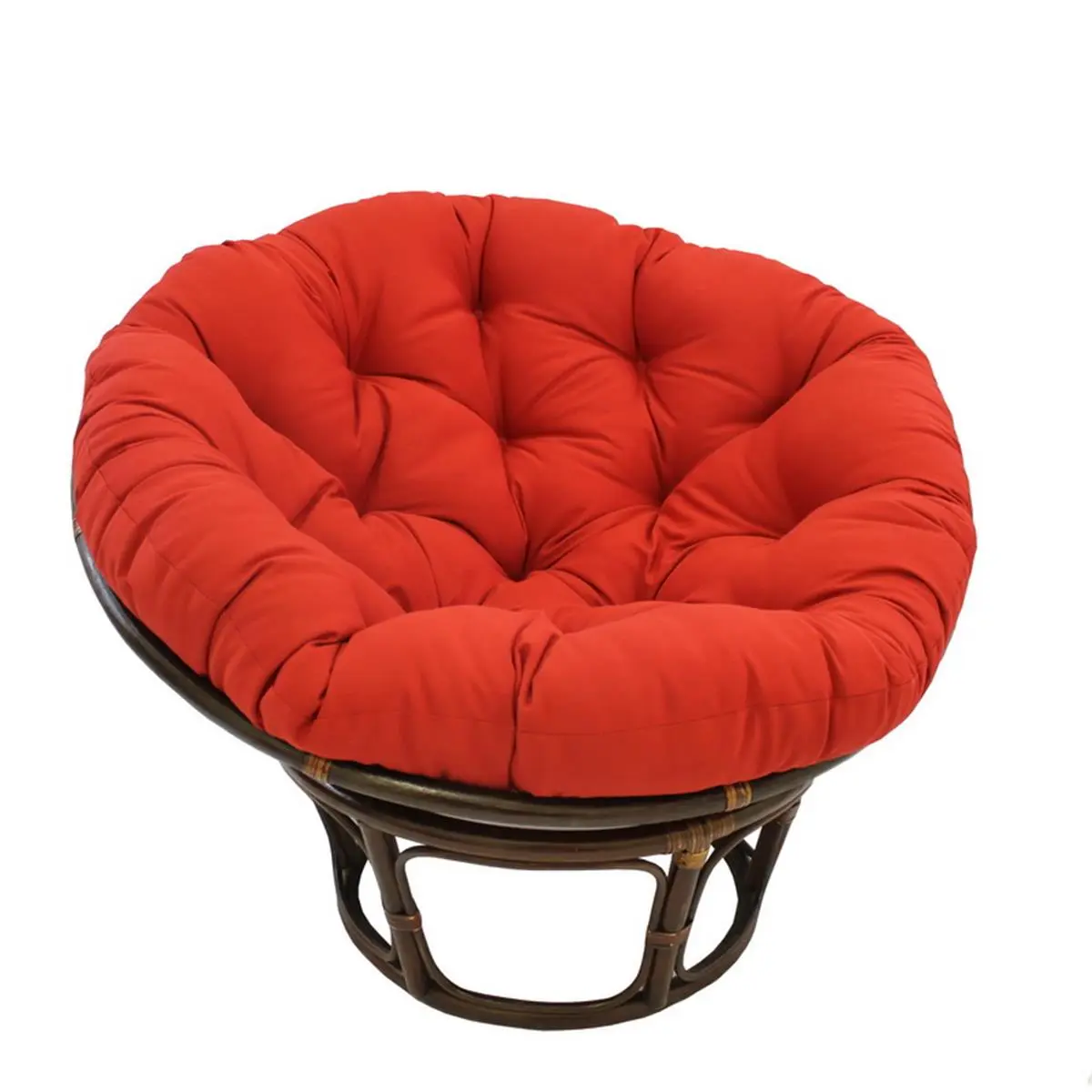 212 MAIN Outdoor Rattan Papasan Chair - 42 in. Rattan Frame, Plush Solid Twill Cushion, Ruby Red, Comfortable Seating for Patio Furniture Set, Outdoor Furniture Set