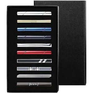 FLORIDECO 10 Pack Tie Clips for Men with Luxury Gift Box Tie Bar Set for Regular Ties, Tie Pinch, and Business Meeting