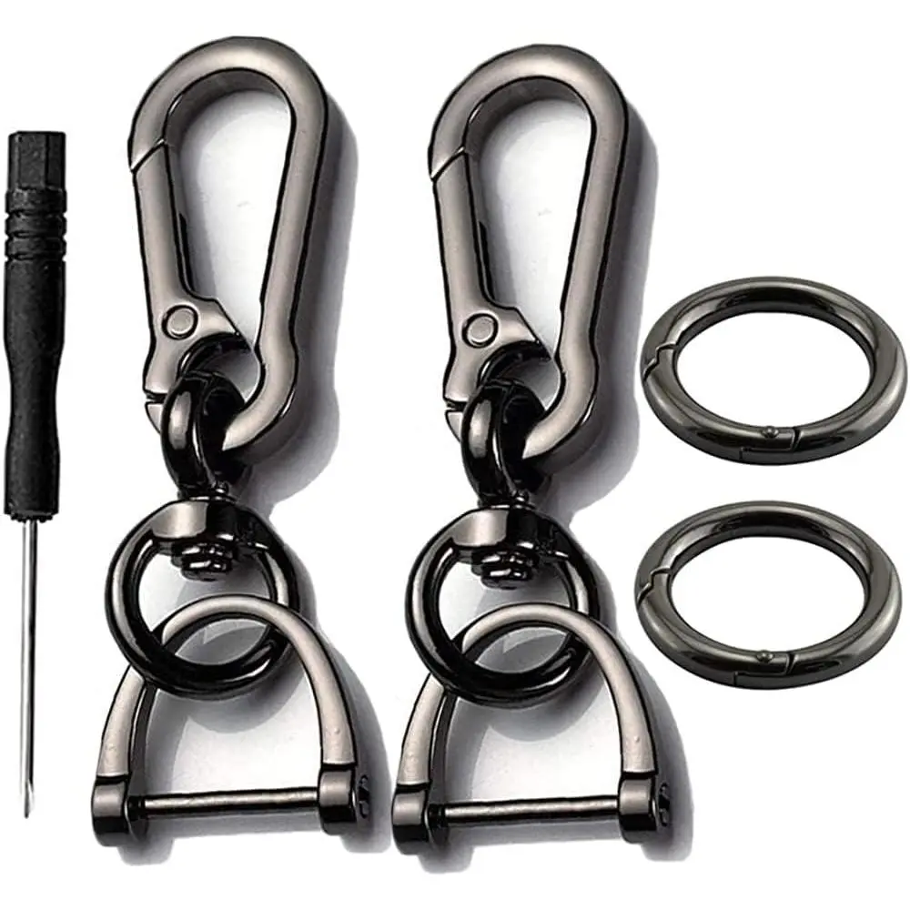 Unisex Fashion 2-Pack Lightweight Polished Metal Car Keychain - Lincoln, Acura Vehicle Fob Holder with Horseshoe D-Ring, 360-Degree Rotatable Head, Quick-Release Clip, Fade-Resistant Coating for Daily Use