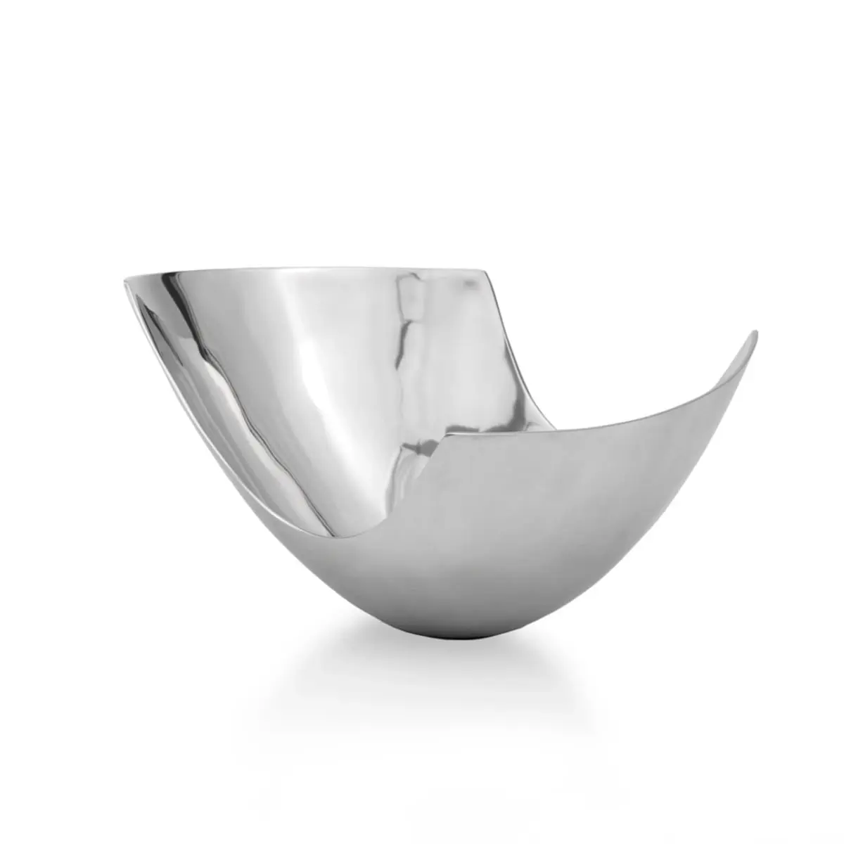 HomeRoots 480005 12 in. Modern Aluminum Scoop Centerpiece Bowl, Silver, Food-Safe Materials Option for Serving, Decorative Ornamental Use, Food-Safe Materials Bowls