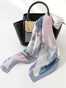 Chinese Vintage Silk Shawl for Women, 90cm Long, Versatile Scarf for Dresses or Headscarf, Elegant Floral Design, Ideal Mother's Day Gift