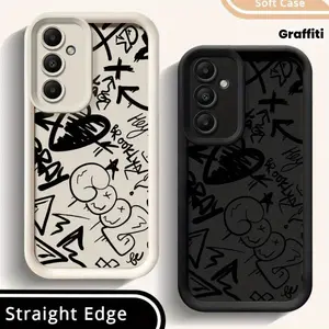 Waterproof Black Graffiti Case for Samsung Galaxy S26 S25 S24 S23 S22 S21 Fe Plus Ultra A13 A14 A15 A16 A17 A33 A34 A35 A36 A52 A53 A54 Note20