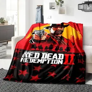 Red Dead Redemption John Marston Flannel Blanket - Premium Flannel Material Game Series Cowboy Characters Throw for Home Bedspread Decoration Mother's Day Valentine's Day Birthday Christmas Gift