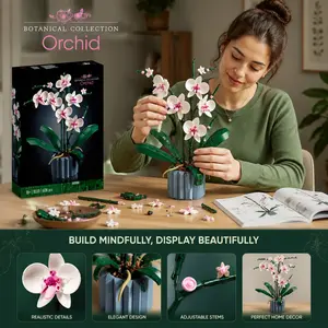 Orchid Building Set, Orchid 10311, Artificial Flower Architecture Kit, Bricks, Home Office Decor, Valentine's Day Birthday Anniversary Gift, 608 Pieces